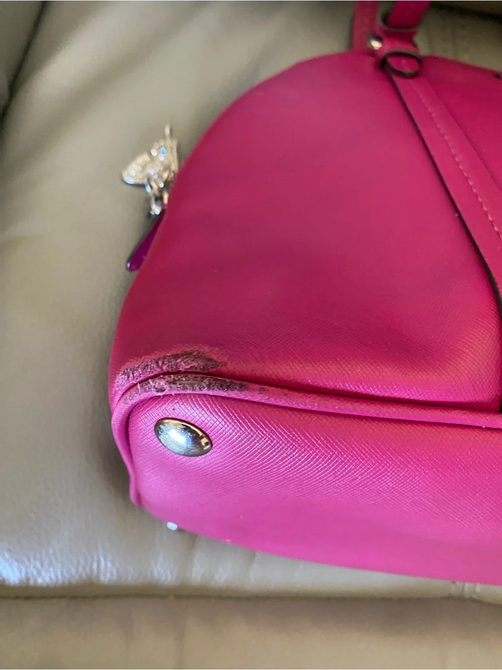 Coach Pink Dome Satchel with Silver Accent